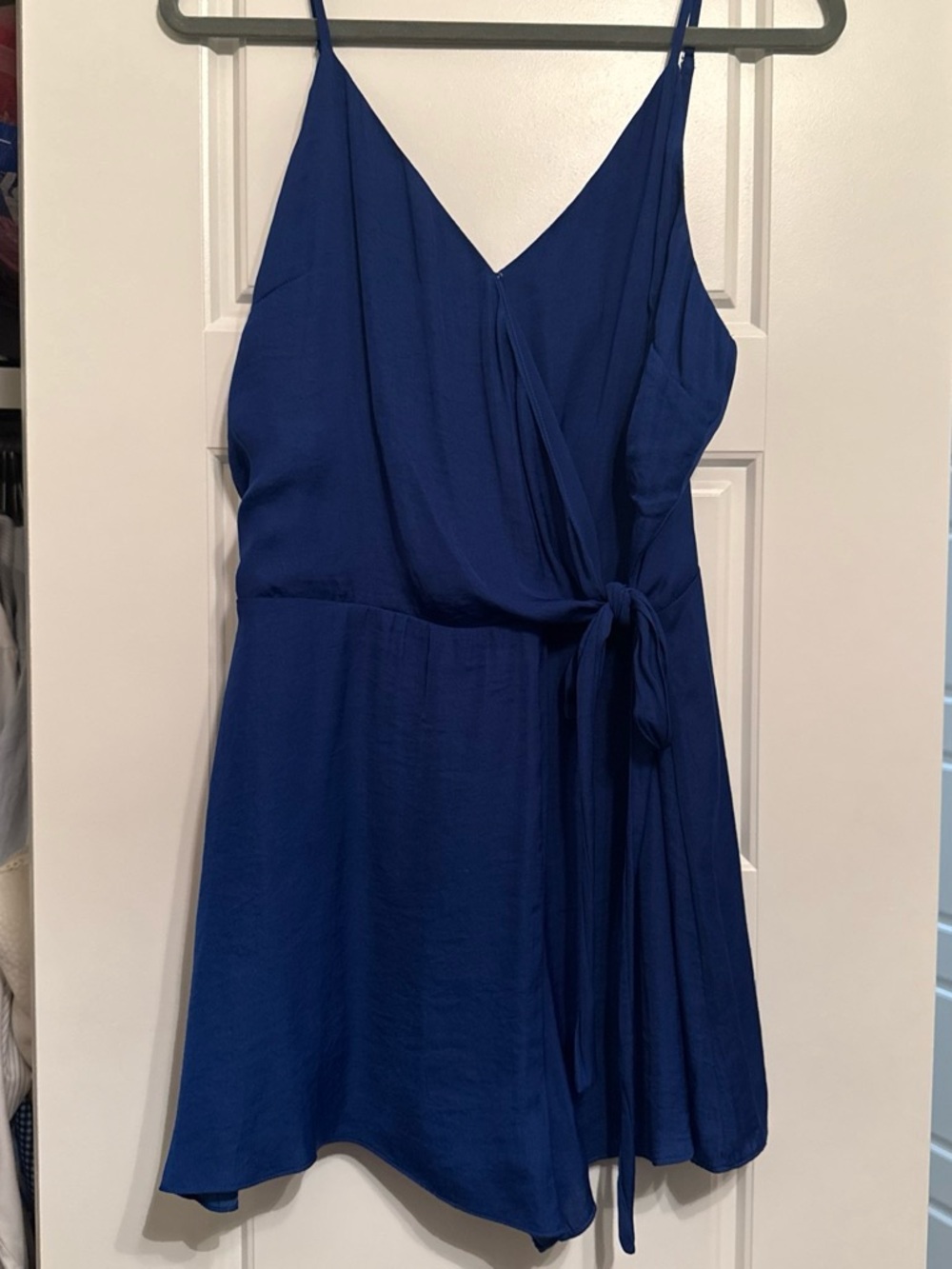 Naked Zebra Royal Blue Wrap-Front Cami Romper